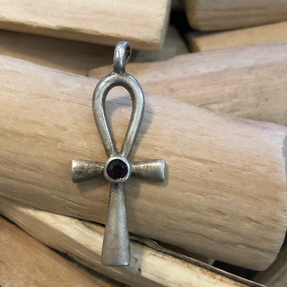 Vintage Amethyst Sterling Cross Pendant